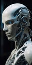 Close Up Portrait Of Incomplete Humanoid Android