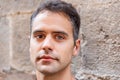 Close up portrait of latin man with heterochromia