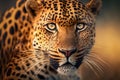 A close-up portrait of a leopard in its natural habitat - a dangerous predator in a wildlife scene. Generative AI Royalty Free Stock Photo