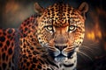 A close-up portrait of a leopard in its natural habitat - a dangerous predator in a wildlife scene. Generative AI Royalty Free Stock Photo