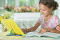 Little cute girl doing homework at home Royalty Free Stock Photo