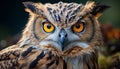 Close up portrait of a majestic eagle owl staring with wisdom generated by AI Royalty Free Stock Photo
