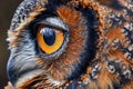 Close up Portrait of a Majestic Eurasian Eagle Owl with Vibrant Orange Eyes and Detailed Feathers Texture Royalty Free Stock Photo