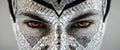 Close-up portrait of a man in a silver mask. 3d rendering Royalty Free Stock Photo