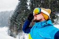 Close up portrait of man skier