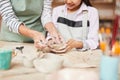 Little Girl Kneading Clay Royalty Free Stock Photo