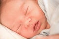 Close up portrait of a newborn baby boy sleeping Royalty Free Stock Photo