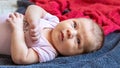 Close-up portrait of a newborn baby girl Royalty Free Stock Photo