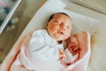 Close up portrait of newborn one day old baby Royalty Free Stock Photo