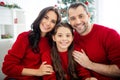 Close-up portrait of nice attractive lovely charming careful cheerful cheery affectionate family mom dad sitting on Royalty Free Stock Photo