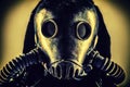 Portrait of post apocalyptic survivor in gas mask Royalty Free Stock Photo