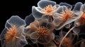 Godly Realistic Close Up Portrait Photograph Of Unknown Klebsiella Pneumoniae Biological Virus Alien Flowers