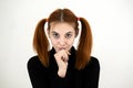 Close up portrait of pretty redhead teenage girl Royalty Free Stock Photo