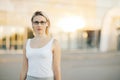 Portrait of a professional business woman smiling outdoor Royalty Free Stock Photo