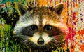 Close up portrait of a raccoon