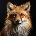 Close-up portrait of a red fox on a black background. Royalty Free Stock Photo