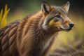 Close-up portrait of a red fox, Vulpes vulpes. generative ai