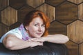 Close-up portrait of a red-haired attractive woman Royalty Free Stock Photo