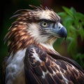 Close-up portrait of a red-tailed hawk (Buteo jamaicensis) Generative AI animal ai