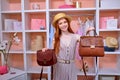 Close up Portrait of redhead adult caucasian fashion designer stylist working from home