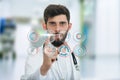 A close-up portrait of a rude, frustrated, upset doctor Royalty Free Stock Photo