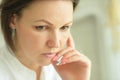 Close-up portrait of a sad young woman Royalty Free Stock Photo