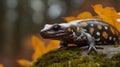 Close up portrait of a salamander (Salamandra salamandra) Royalty Free Stock Photo