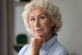 Closeup portrait senior woman posing looking at camera Royalty Free Stock Photo