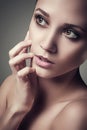 Close-up portrait of caucasian young beautyful woman Royalty Free Stock Photo