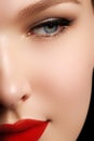 Close-up portrait of caucasian young woman model with glamo Royalty Free Stock Photo