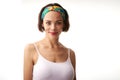 Beautiful young woman portrait whit turban style headband Royalty Free Stock Photo