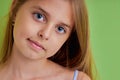 Close-up portrait of shy diligent teen girl looking at camera Royalty Free Stock Photo