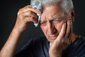 Close up portrait of sick senior man Royalty Free Stock Photo