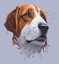 Close-up portrait of sitting Beagle dog. Colored illustration. Vector Royalty Free Stock Photo