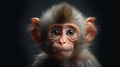 Close-up portrait of a small monkey. Generative AI. Royalty Free Stock Photo