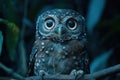 Close Up Portrait of a Small Owl with Big Eyes Royalty Free Stock Photo