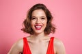 Close up portrait of a smiling cheerful woman