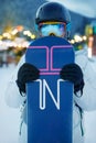 Close up Portrait of snowboarder in Carpathian Mountains, Royalty Free Stock Photo