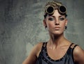 Close-up portrait of a steam punk girl.