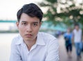 Close up portrait, stressed young man Royalty Free Stock Photo