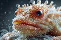 Close up Portrait of a Striped Blenny Fish Covered in Water Bubbles Underwater