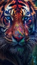 Close-Up Portrait A Strong Bengal Tiger Looking Front in Forest Selective Focus Background Royalty Free Stock Photo