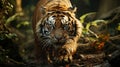 Close-Up Portrait A Strong Hunting Bengal Tiger Selective Focus Background Royalty Free Stock Photo