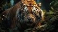 Close-Up Portrait A Strong Hunting Bengal Tiger Selective Focus Background Royalty Free Stock Photo