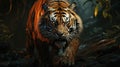 Close-Up Portrait A Strong Hunting Bengal Tiger Selective Focus Background Royalty Free Stock Photo