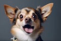 Close up portrait of surprise and amazed dog. Generative AI