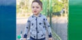 Close up portrait of a surprised european baby boy looking at camera over light background Royalty Free Stock Photo