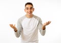 Close up portrait of surprised and happy man celebrating victory and wining lottery Royalty Free Stock Photo