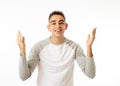 Close up portrait of surprised and happy man celebrating victory and wining lottery Royalty Free Stock Photo