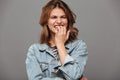 Close up portrait of a teenage girl in denim jacket Royalty Free Stock Photo